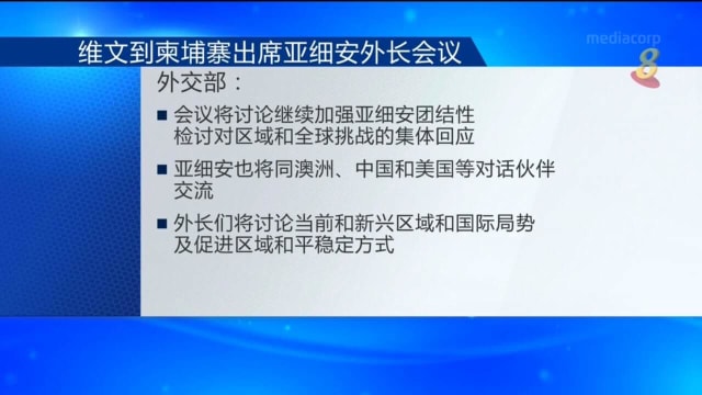 维文医生明起赴柬 出席亚细安外长会议和系列会议