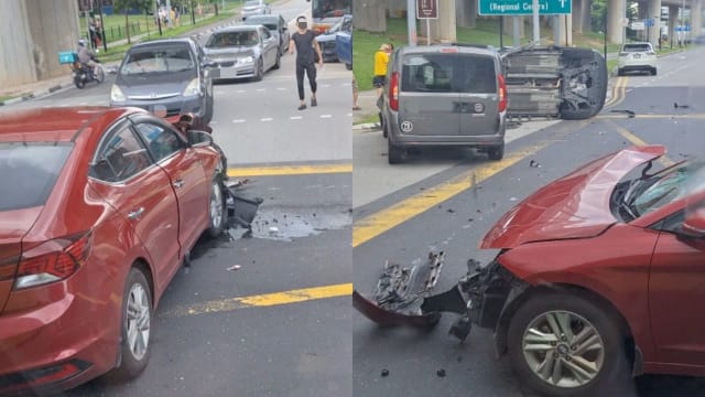 马西岭三车相撞致一车侧翻 两人送院一人助查
