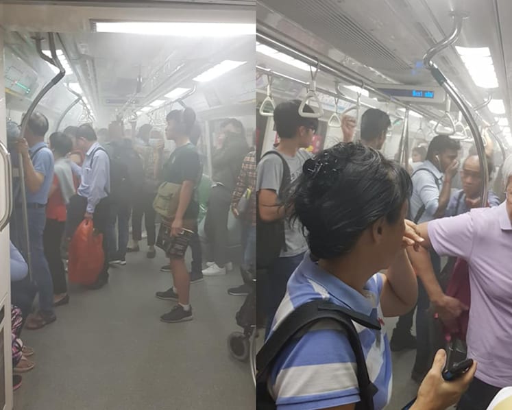 White smoke in train at Raffles Place MRT due to leaking air-conditioning compressor