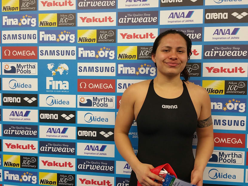 Tilali Scanlan spends most of her time training in the sea because her country only has one swimming pool - an 18m pool in a hotel. Photo: Low Lin Fhoong