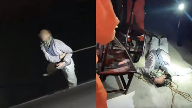 笨贼用绳索降落行窃失败 在半空挂四小时报警求救