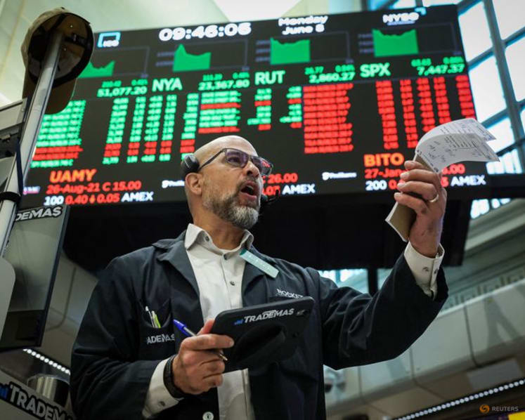 Equities fall while oil slips amid uncertain Middle East outlook
