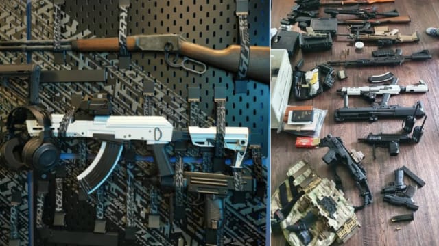 中国男子网上炫富晒枪 引警搜房扣武器