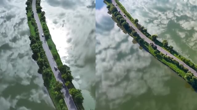 中国安徽开车“冲上云霄”！