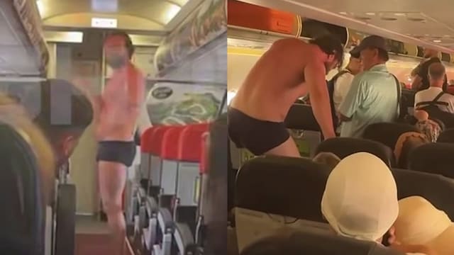 男子疑似醉酒脱衣只剩内裤 威胁跳机导致航班迫降