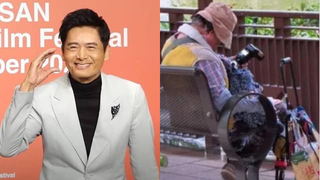 周润发累积9.8亿身家，亲姐却被拍到睡公园？！