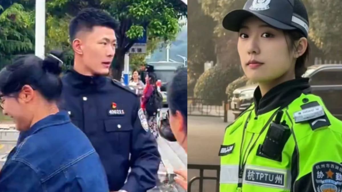中国の警察官は、見た目の見た目のためにバイラルになり、その一部は学生を大学入学試験に護衛するために派遣されました