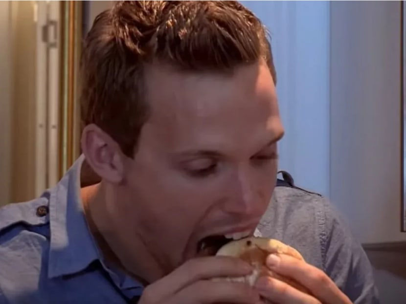 The BBC's Greg Foot tucks into a burger that scientific analysis suggests is close to that of his own flesh. The BBC's Greg Foot tucks into a burger that scientific analysis suggests is close to that of his own flesh.