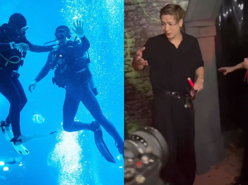 Singer Jackson Wang spent the weekend in Singapore diving at SEA Aquarium and getting scared at his own haunted house