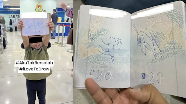 欲哭无泪！出国当天护照被三岁女涂鸦  马国男须补办并改机票