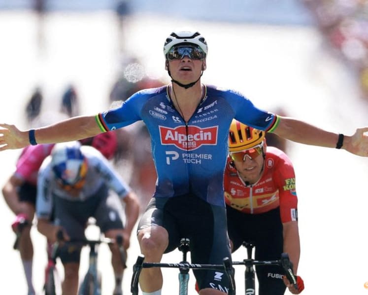 Van der Poel rides to victory in Tour de France stage nine, Pogacar retains yellow
