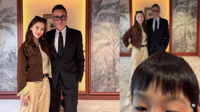 Angelababy携子亮相巴黎　“小海绵”意外入镜露出半张脸
