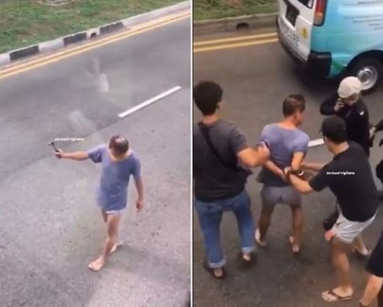 Elderly man arrested after using hammer to hit passing vehicles