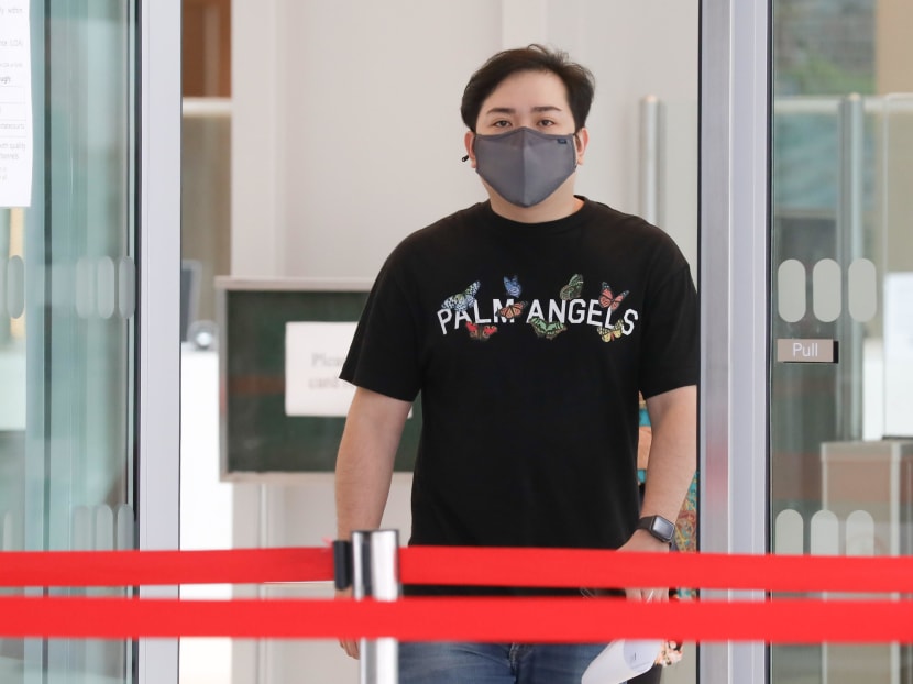 Goh Jun Xi is seen leaving the State Courts on April 27, 2021.