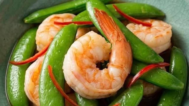 食谱：鲜虾炒甜豆