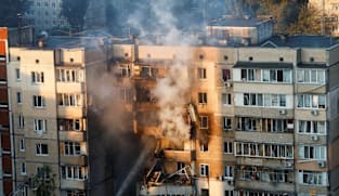 Russia's largest air attack on Ukraine sets fire to main government building