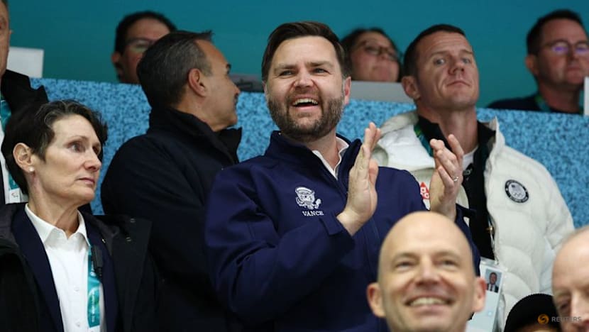 US Vice President Vance cheers on US ice hockey team in Milan