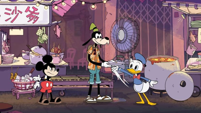 Watch Mickey Mouse the satay seller get into a fight with Donald Duck who sells roti prata