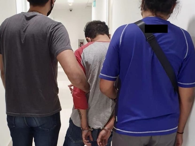 Officers from the Central Narcotics Bureau raided the hideout of a 29-year-old Singaporean man, who was the passenger in the car chase along Canberra Street on Sept 12, 2020. Officers from the Central Narcotics Bureau raided the hideout of a 29-year-old Singaporean man, who was the passenger in the car chase along Canberra Street on Sept 12, 2020.
