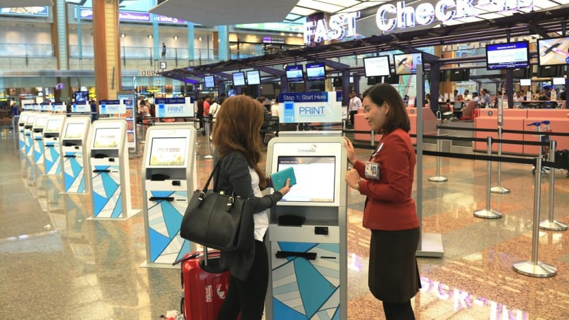 Self-service check-in kiosks at T2 for SIA, SilkAir passengers