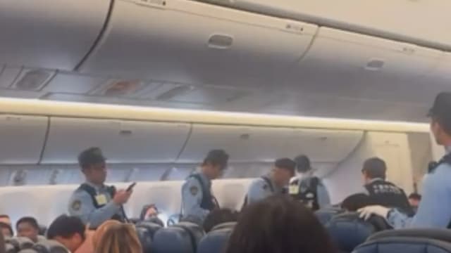 中国女乘客大闹飞美国航班  改降日本警员带走闹事妇女