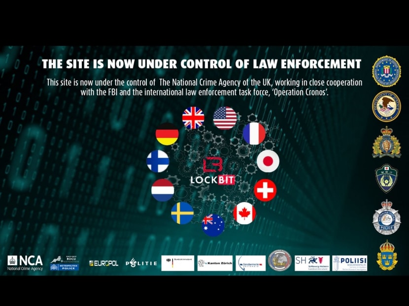 A handout picture released by Britain's National Crime Agency (NCA) in London on February 20, 2024 shows a screen shot of the seized cyber crime group 'LockBit' site. A handout picture released by Britain's National Crime Agency (NCA) in London on February 20, 2024 shows a screen shot of the seized cyber crime group 'LockBit' site.