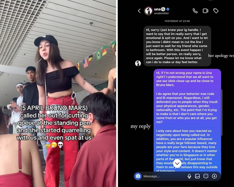 #trending: Influencer apologises for spitting on Bruno Mars concertgoer in Singapore during queue dispute