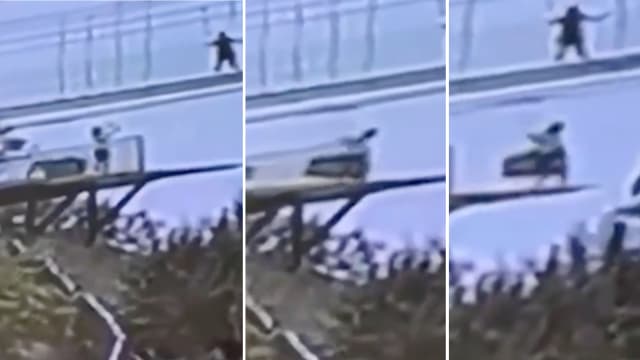 高空滑索装置自己动 中国游客被撞下高台惨死