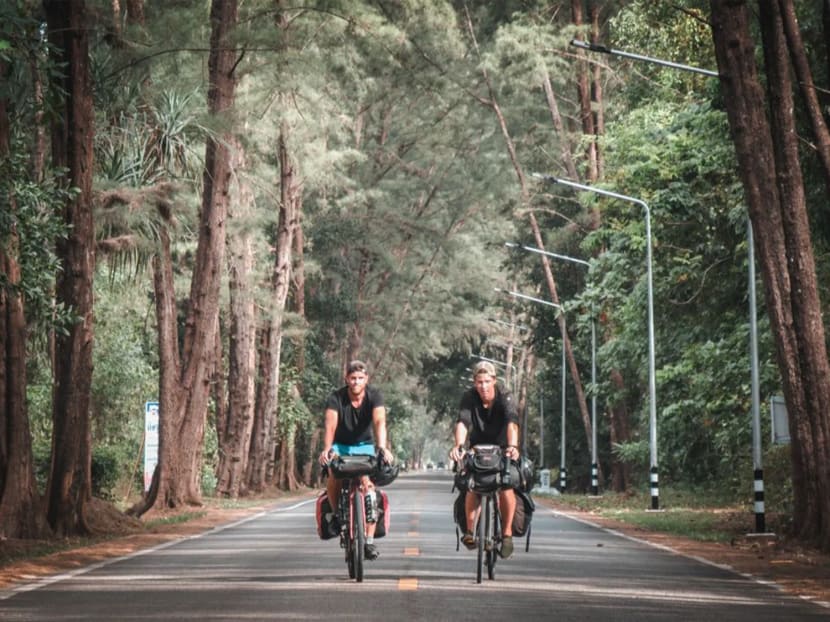 A photo posted on the "Curious Pedals" Instagram account, run by two friends from Finland who last June embarked on a 21-country, 15,400km, 245-day cycling trip from Helsinki to Singapore. A photo posted on the "Curious Pedals" Instagram account, run by two friends from Finland who last June embarked on a 21-country, 15,400km, 245-day cycling trip from Helsinki to Singapore.