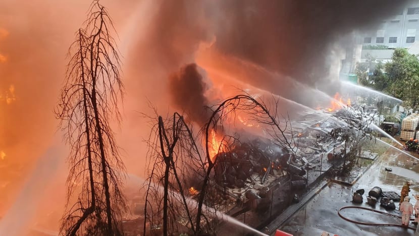 130 firefighters brave intense heat, explosions, to put out fire the size of a football field in Tuas