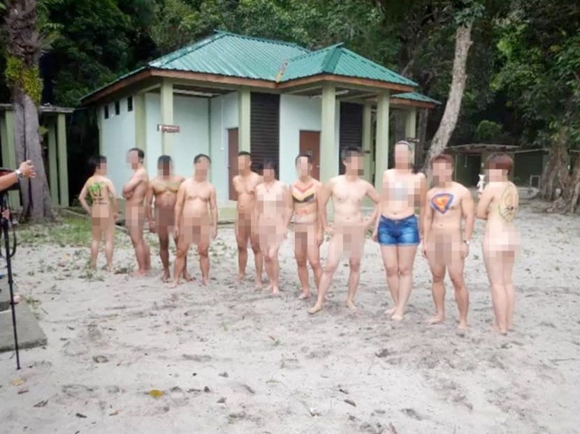 A screen capture of the video showing a group of so-called 'naturists' participating in the 'Malaysia-International Nude Sports Games 2014 Extravaganza' in Penang. Photo: The Malay Mail Online