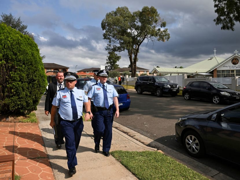 Police depart the Assyrian Christ The Good Shepherd Church in Sydney, Australia on April 17, 2024 after a knife attack took place during a service there on April 15. Police depart the Assyrian Christ The Good Shepherd Church in Sydney, Australia on April 17, 2024 after a knife attack took place during a service there on April 15.