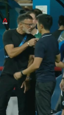 Anthony Hudson and Gavin Lee in heated  exchange after Singapore-Thailand clash
