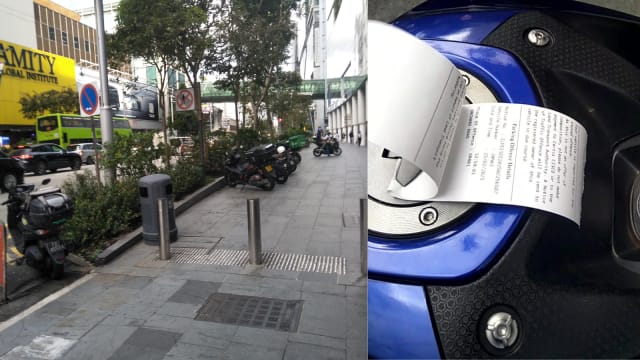 九辆摩托车乌节路人行道违停