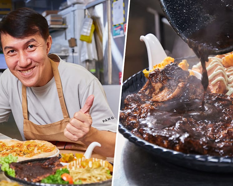 Sedap buah keluak chicken chop by chef-turned-hawker at Peranakan-Western food stall in Ang Mo Kio
