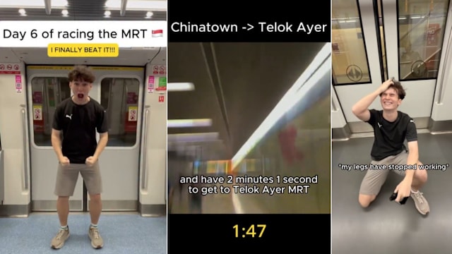 本地网红和列车赛跑比快 挑战六次后取胜