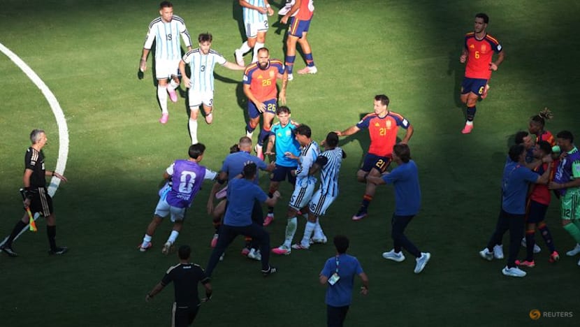 Tempers flare at end of Spain-Argentina World Cup final