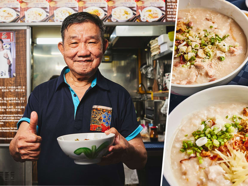 The 73-year-old boss is training new apprentices to serve up his famous Hainanese-style porridge.