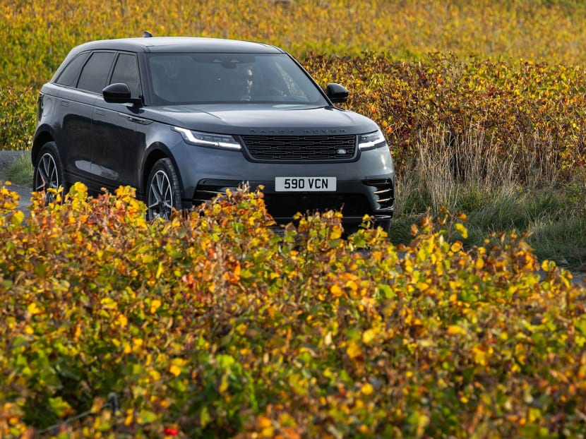 Off-roading in the 2024 Range Rover Velar through the vineyards of the Champagne region in France