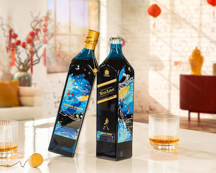 Johnnie Walker Blue Label leaps into Chinese New Year with furry blessings, featuring designs by Angel Chen