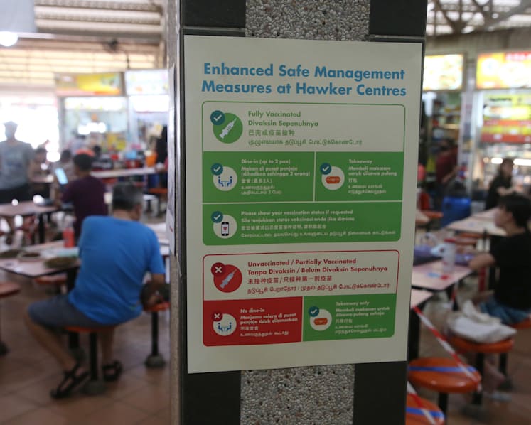 Access controls at hawker centres to allow fully vaccinated people from same household to eat in groups of 5
