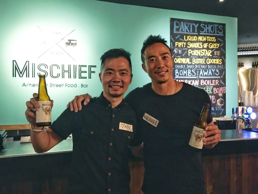 (L-R): Daniel Ong and Allan Wu have launched a craft beer label called Brewlander. Photo: May Seah