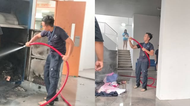 蔡厝港电子垃圾回收箱起火 休班民防人员路过伸援获赞