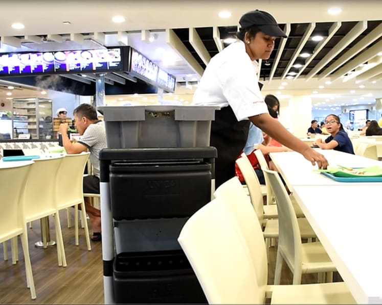 On The Job as a food court cleaner: Exhausting work which could be easier if people cleared their own plates   