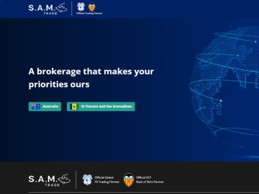 A screengrab of the Samtrade FX website on Jan 3, 2021.