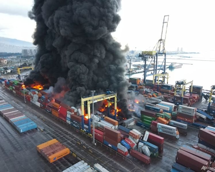 Türkiye's Iskenderun port on fire after quake, operations halted