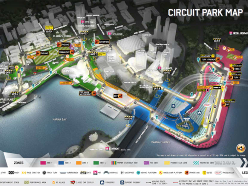 Singapore Grand Prix 2014 circuit map.