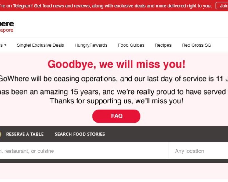 Singtel-owned F&B portal HungryGoWhere to cease operations after 15 years