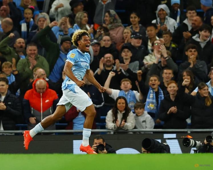 Teenager Samba strikes twice on debut as Man City thrash Norwich in League Cup