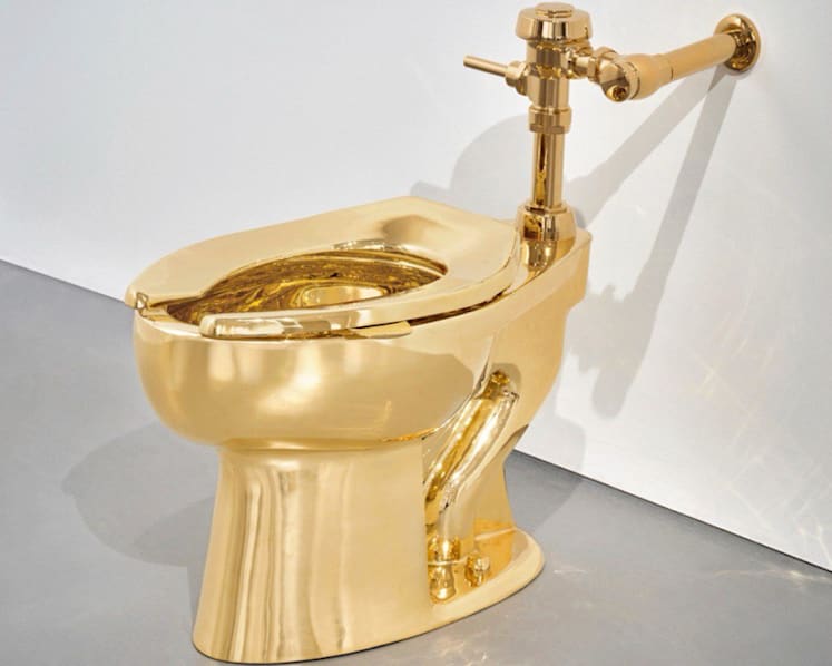 Solid gold toilet up for auction in New York with US$10 million starting price